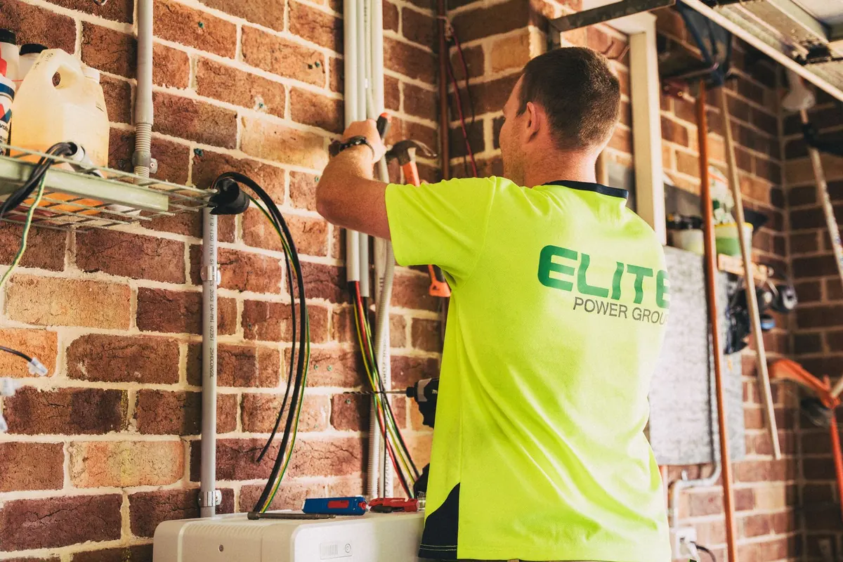 Solar battery installation in a garage